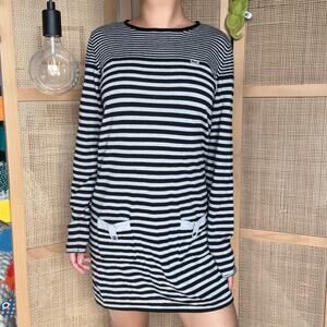 lacoste black and white striped wool sweater dress long sleeve size 42